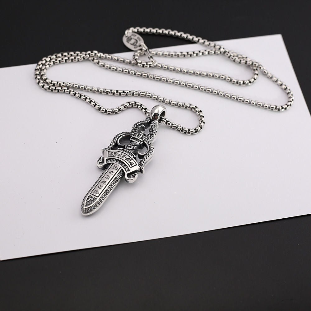 Chrome Hearts Style Danger Silver Necklace For Men Women