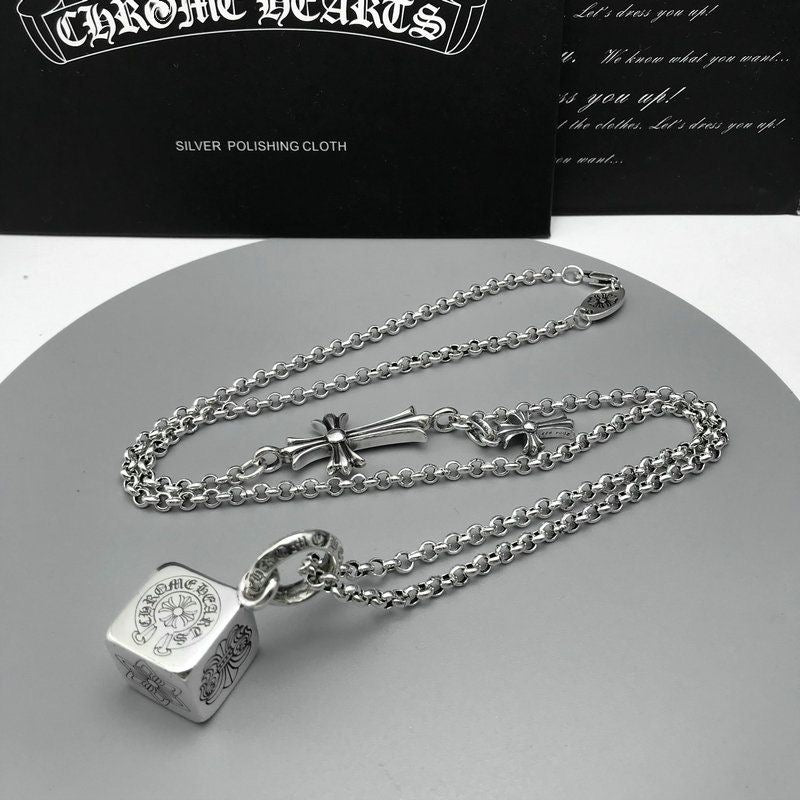 Chrome Hearts Style Cross chain Silver Color Necklace For Men Women 925 Silver