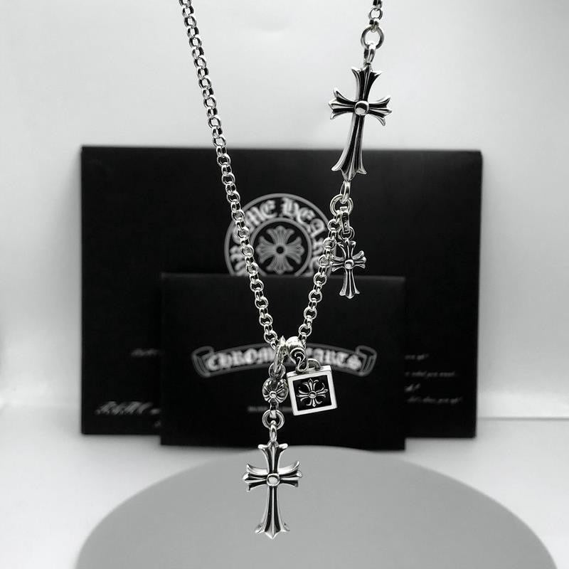 Chrome Hearts Style Cross chain Silver Color Necklace For Men Women 925 Silver