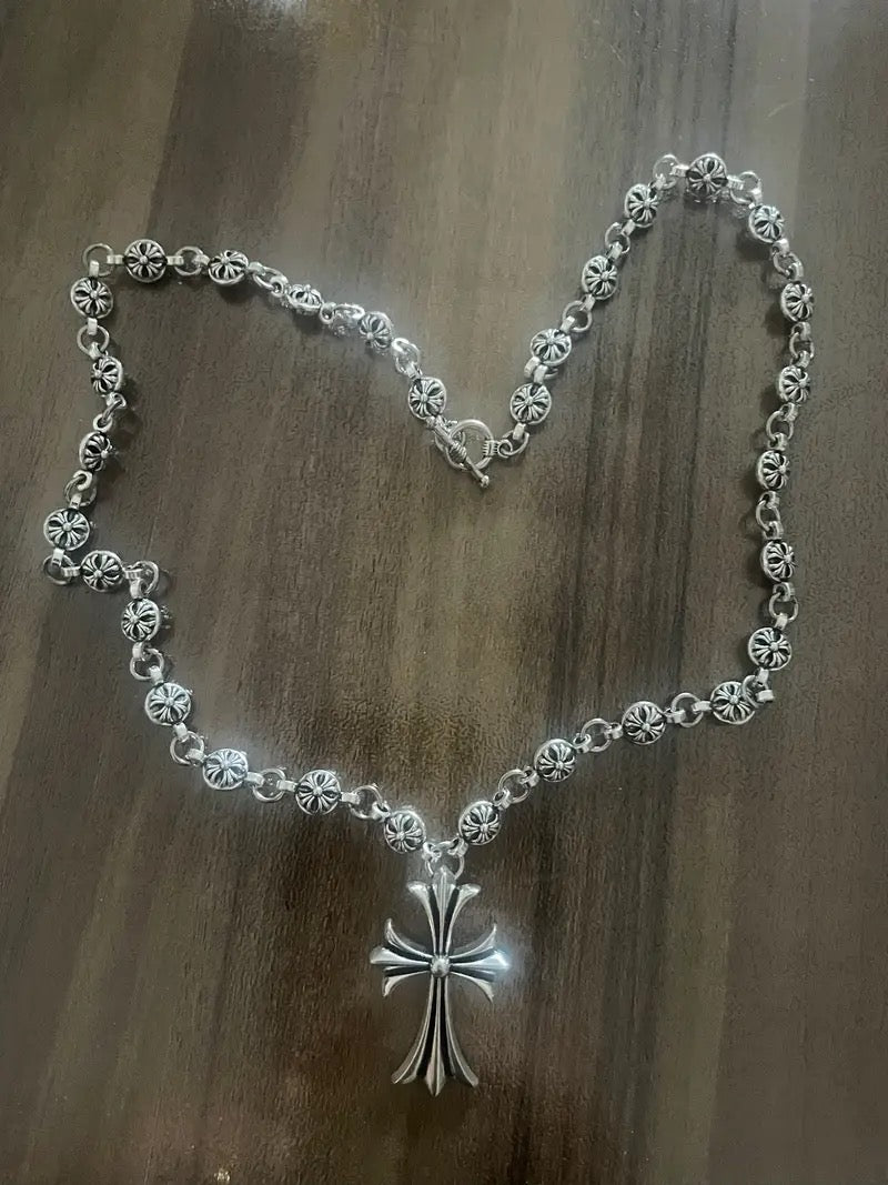 Chrome Hearts Style Cross Silver Necklace For Men Women