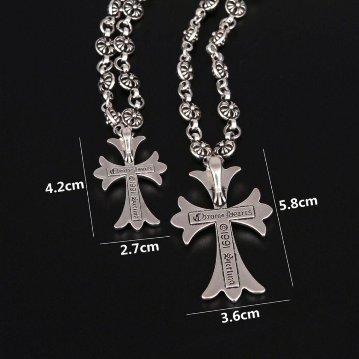 Chrome Hearts Style Cross Silver Necklace For Men Women