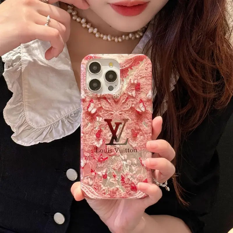 LV Iphone case 15promax pro plus 14 13 12 11 Pruple Phone case Pink