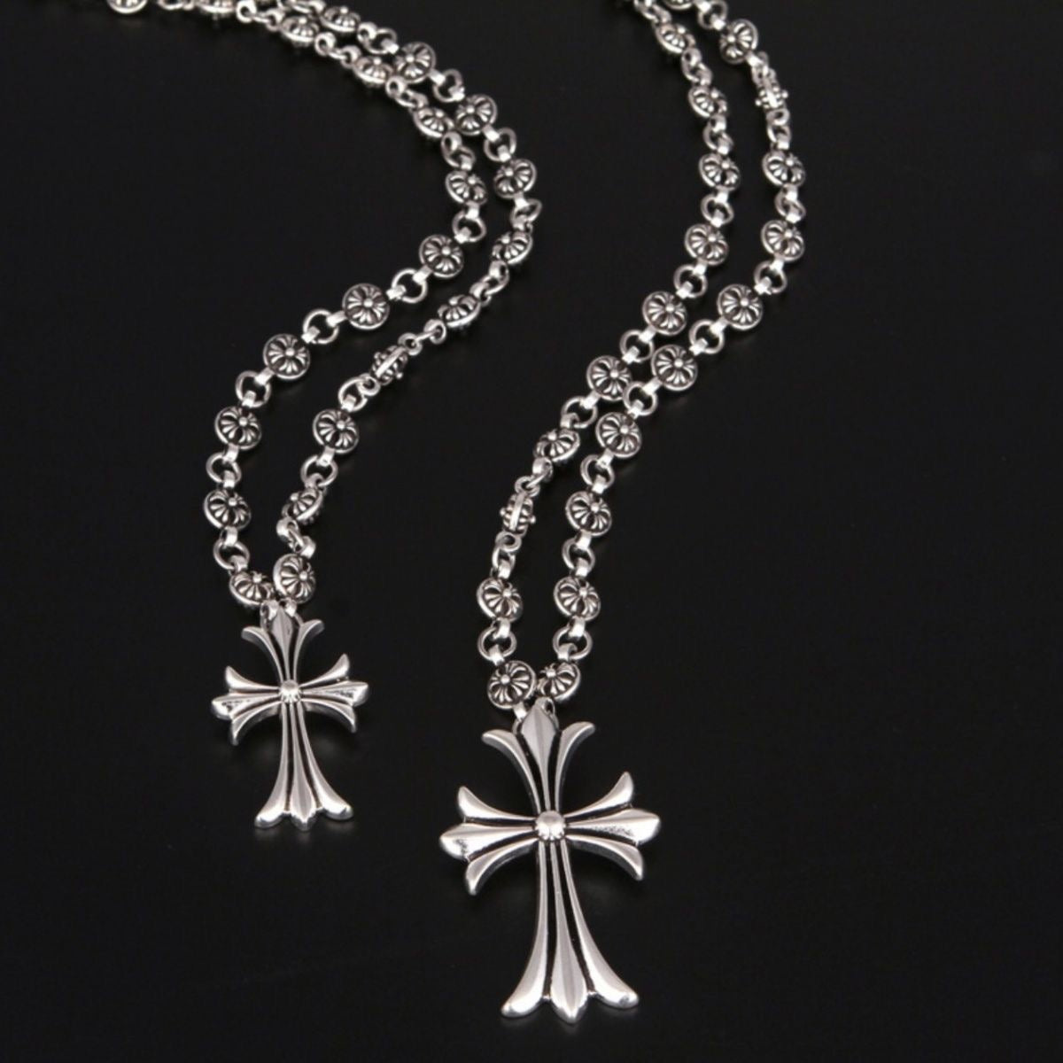 Chrome Hearts Style Cross Silver Necklace For Men Women