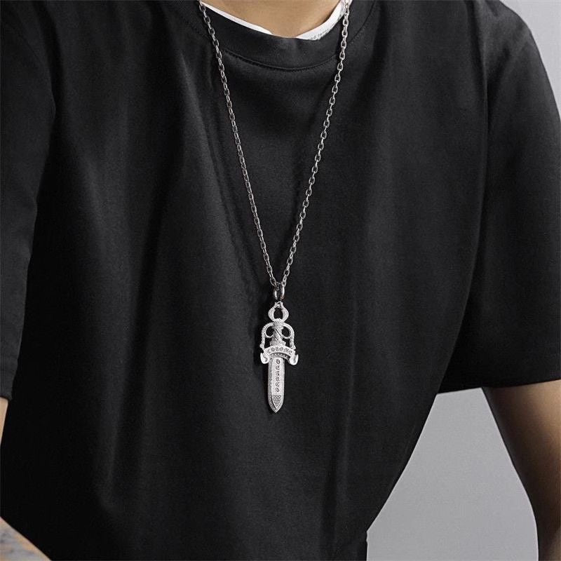 Chrome Hearts Style Danger Silver Necklace For Men Women