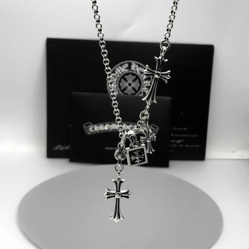 Chrome Hearts Style Cross chain Silver Color Necklace For Men Women 925 Silver