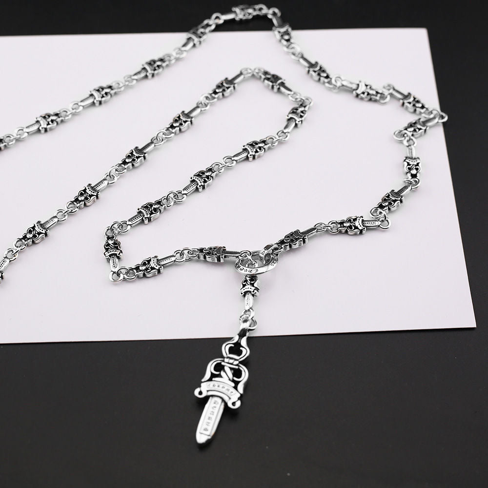 Chrome Hearts Style Danger PENDANT chain Silver Color Necklace For Men Women 925 Silver