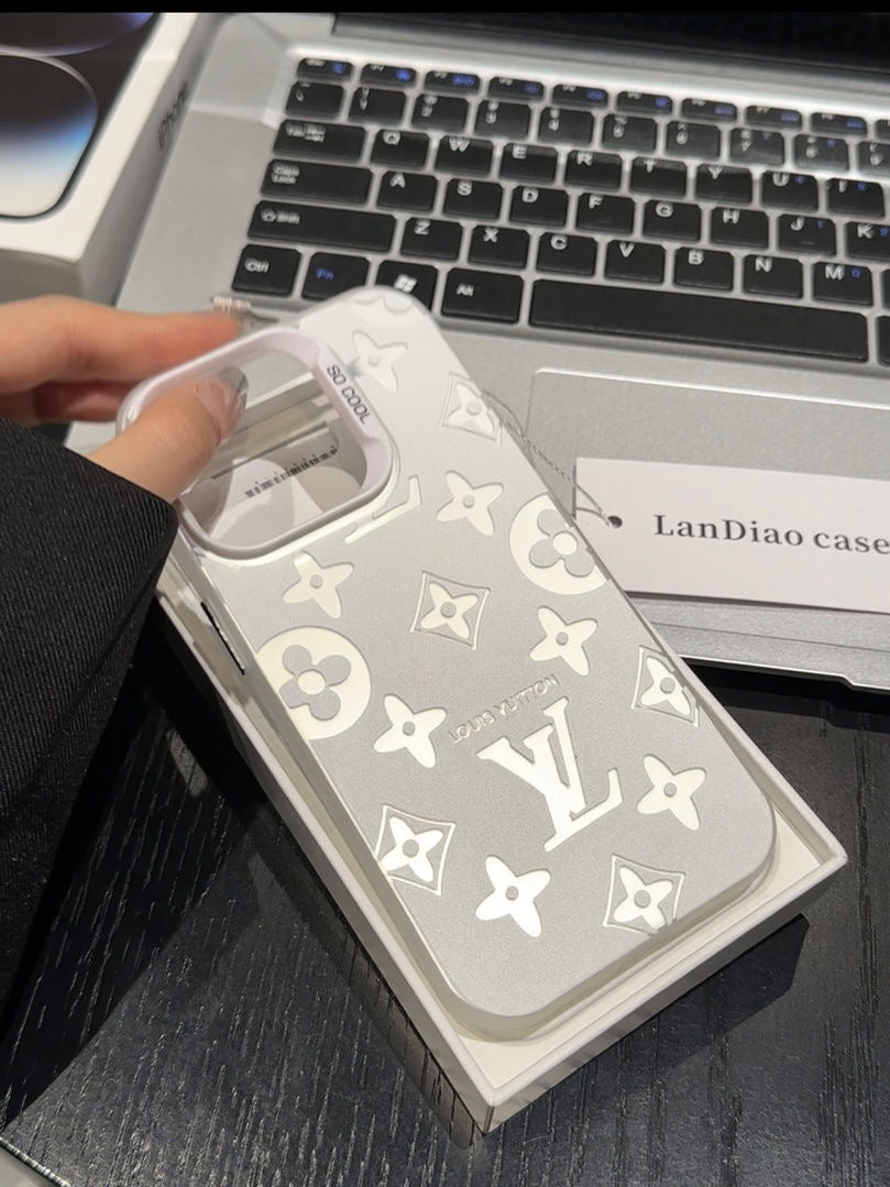 LV Iphone case 15promax pro plus 14 13 12 11 Pruple Phone case White