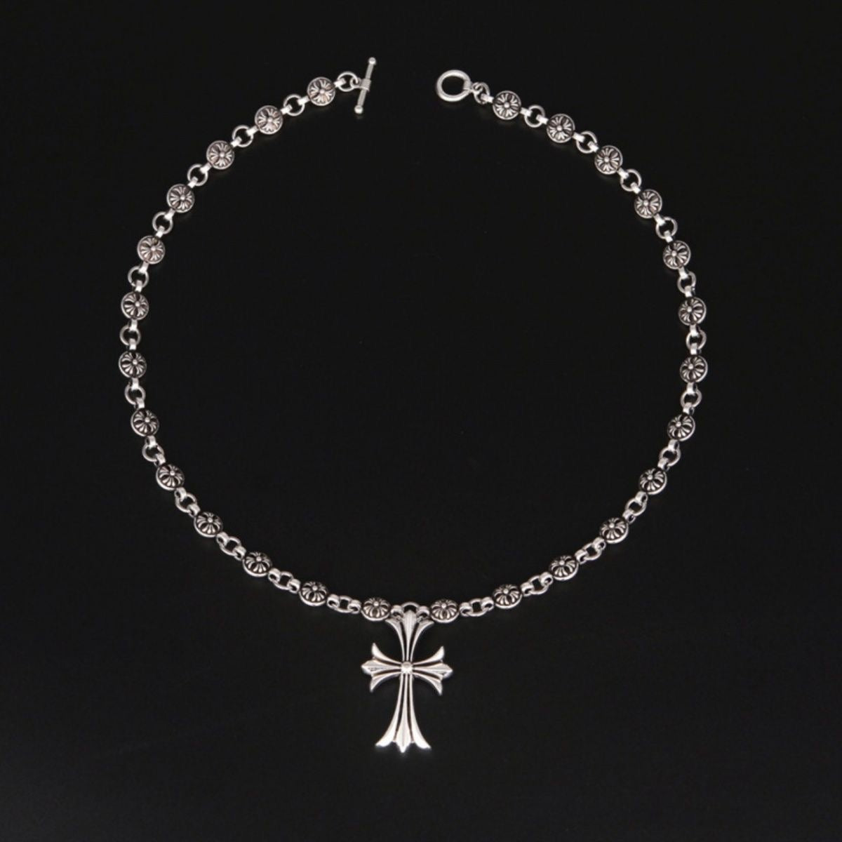 Chrome Hearts Style Cross Silver Necklace For Men Women