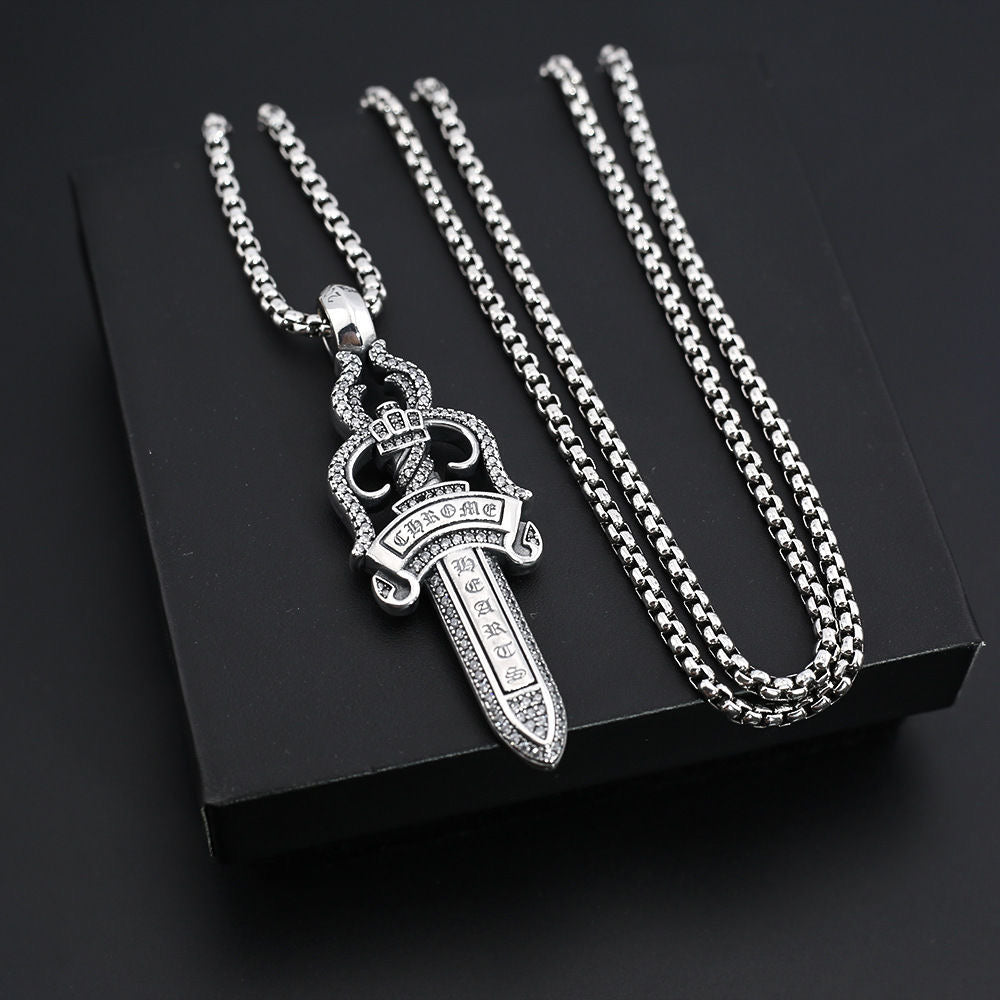 Chrome Hearts Style Danger Silver Necklace For Men Women