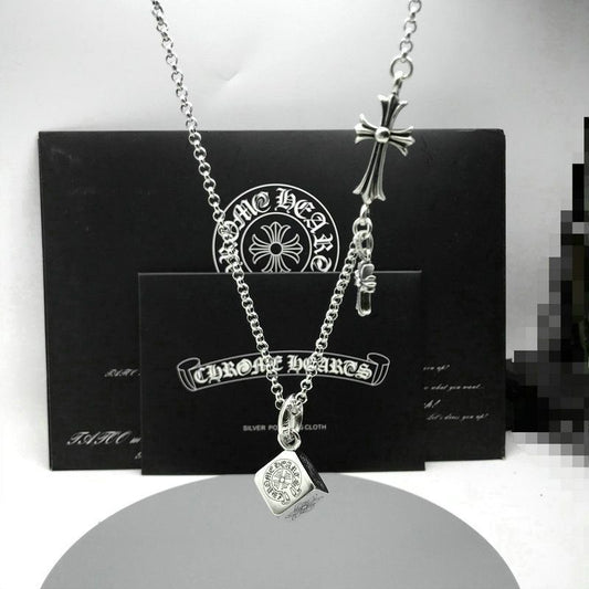 Chrome Hearts Style Cross chain Silver Color Necklace For Men Women 925 Silver