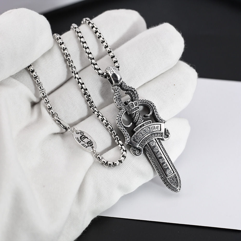 Chrome Hearts Style Danger Silver Necklace For Men Women