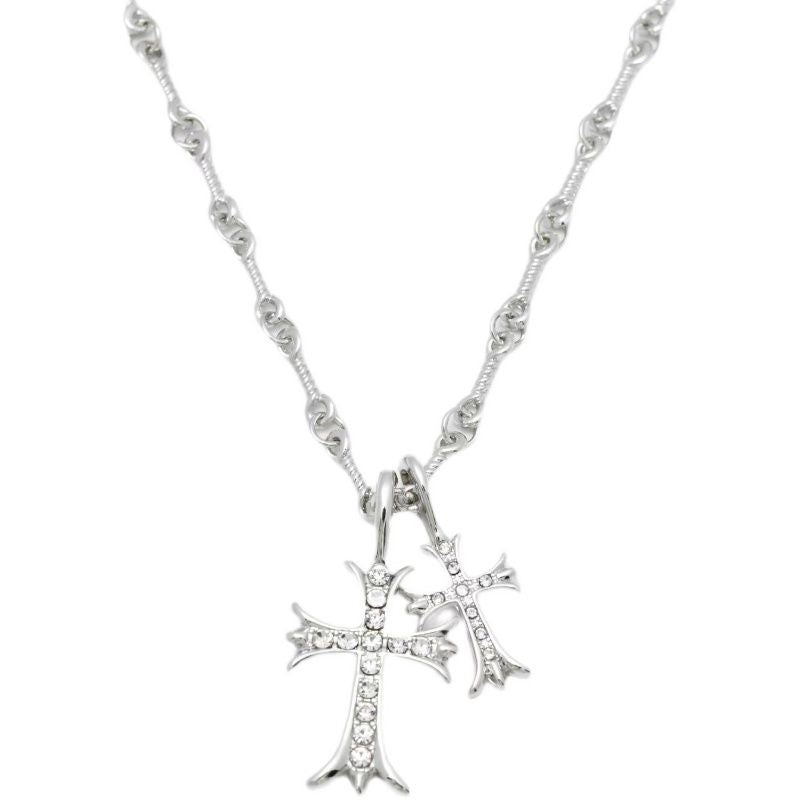 Chrome Hearts Style Cross Silver Gold Color Necklace For Men Women Rhinstone