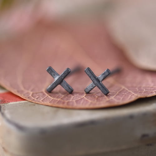 Vintage 925 silver Earring Goro Style Cross special Cool  For Man Woman Punk Hippop Goth