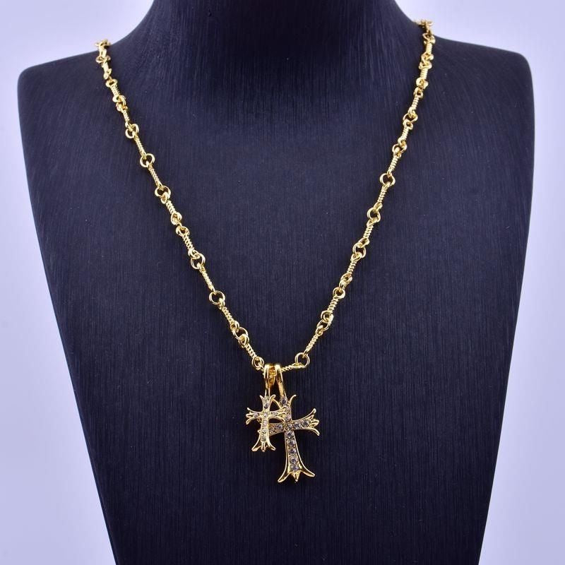 Chrome Hearts Style Cross Silver Gold Color Necklace For Men Women Rhinstone