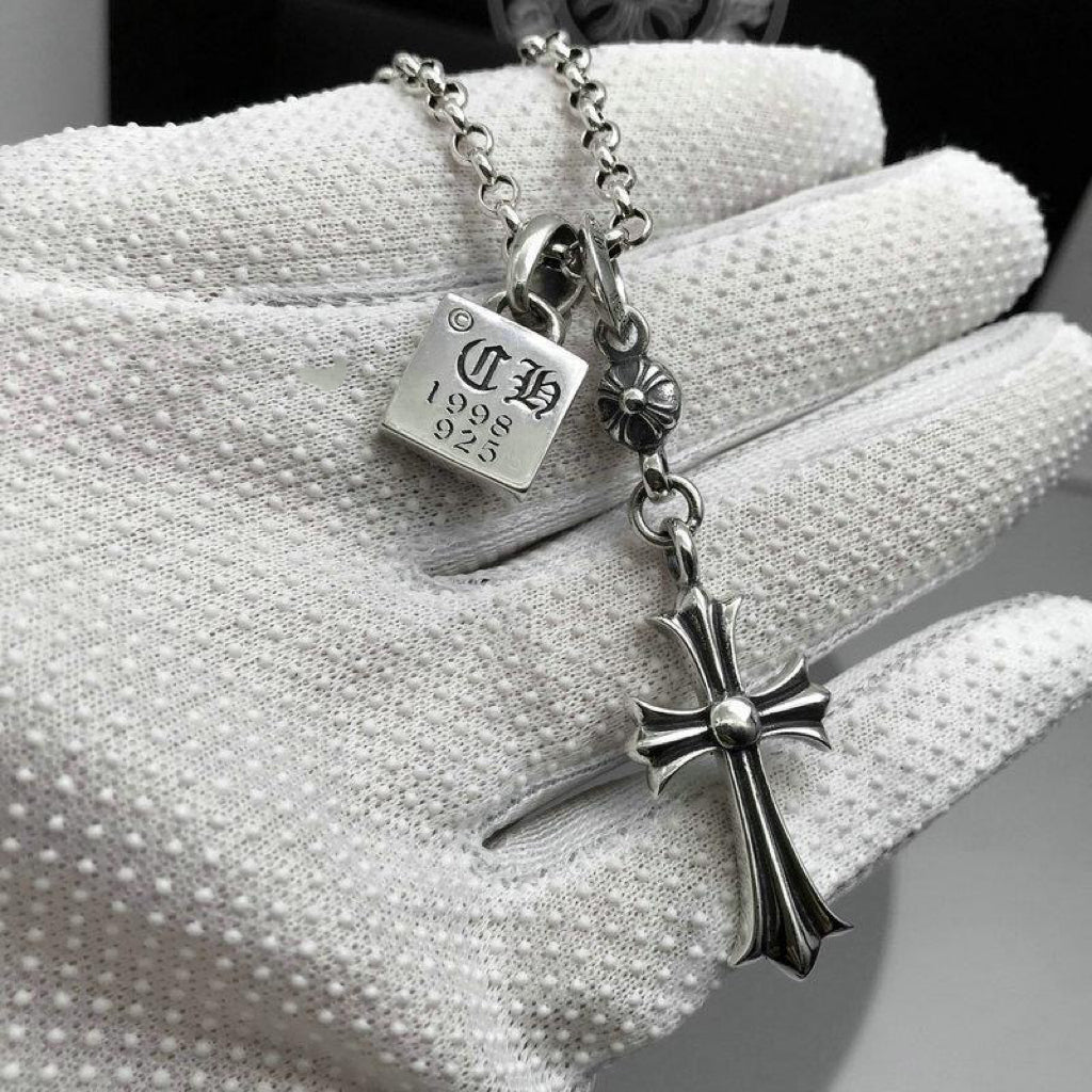 Chrome Hearts Style Cross chain Silver Color Necklace For Men Women 925 Silver