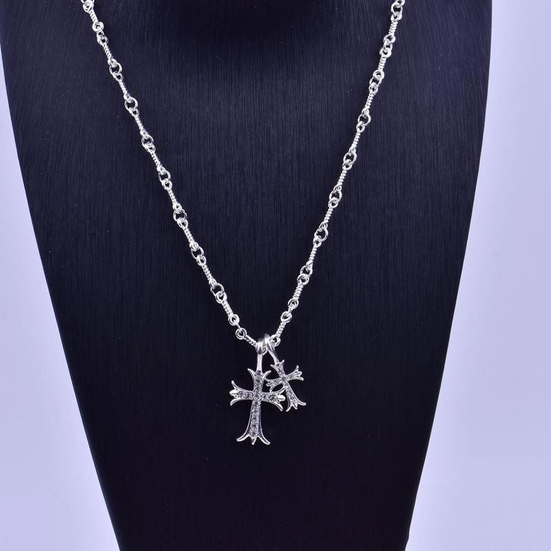 Chrome Hearts Style Cross Silver Gold Color Necklace For Men Women Rhinstone