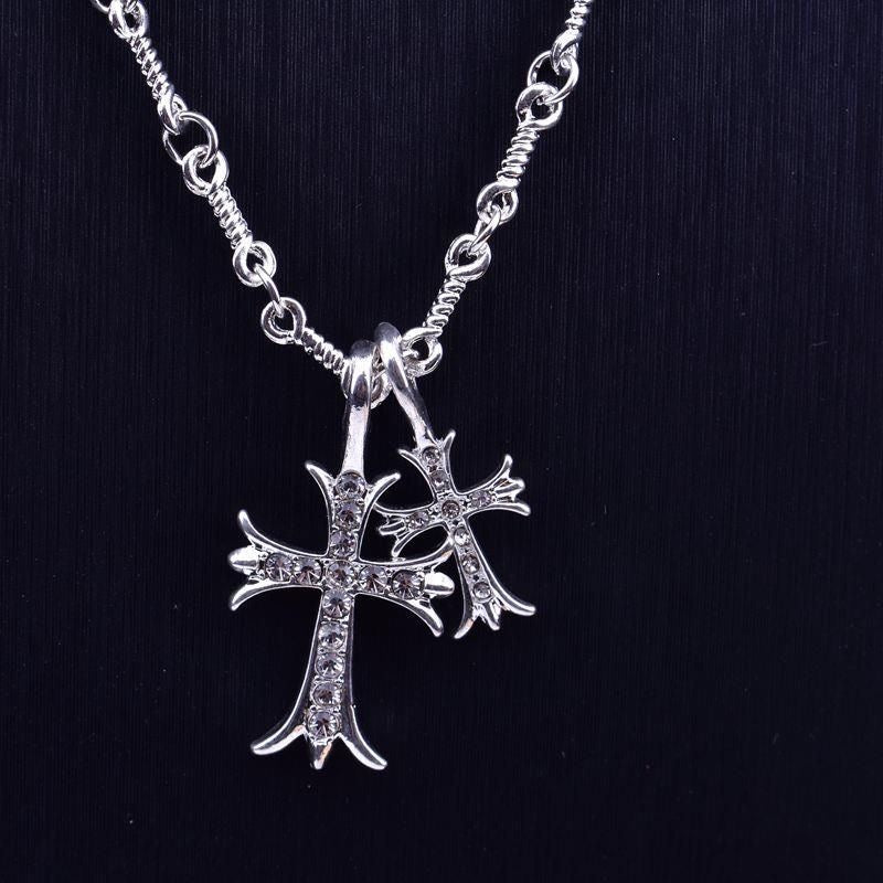 Chrome Hearts Style Cross Silver Gold Color Necklace For Men Women Rhinstone